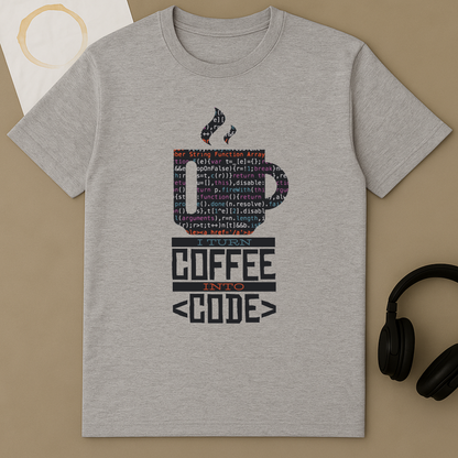 I Turn Coffee Into Code – Programmer T-Shirt – additional product view 2