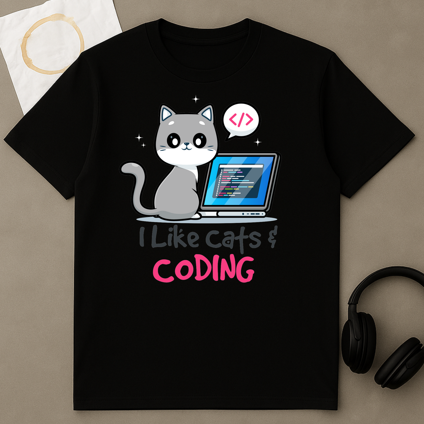 I Like Cats And Coding - Cute Nerd Programmer Shirt