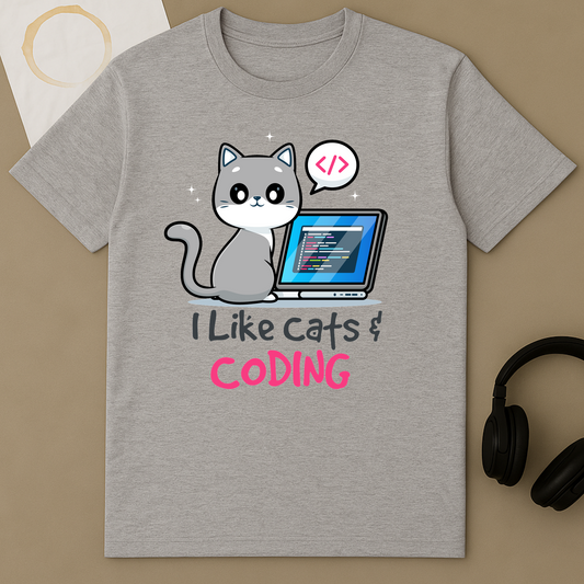 I Like Cats And Coding - Cute Nerd Programmer Shirt