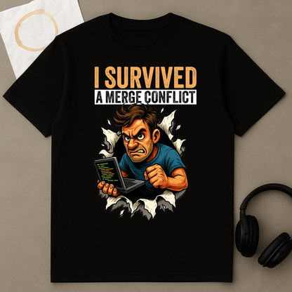 I Survived a Merge Conflict – Git T-Shirt – product image