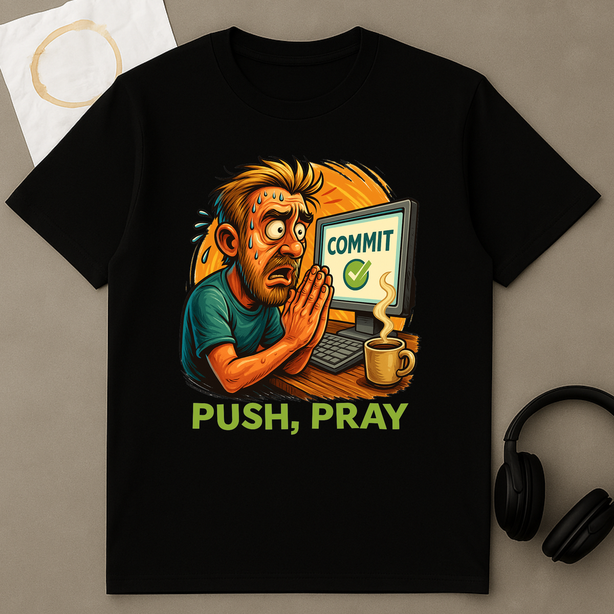 Commit, Push, Pray – Developer T-Shirt – product image